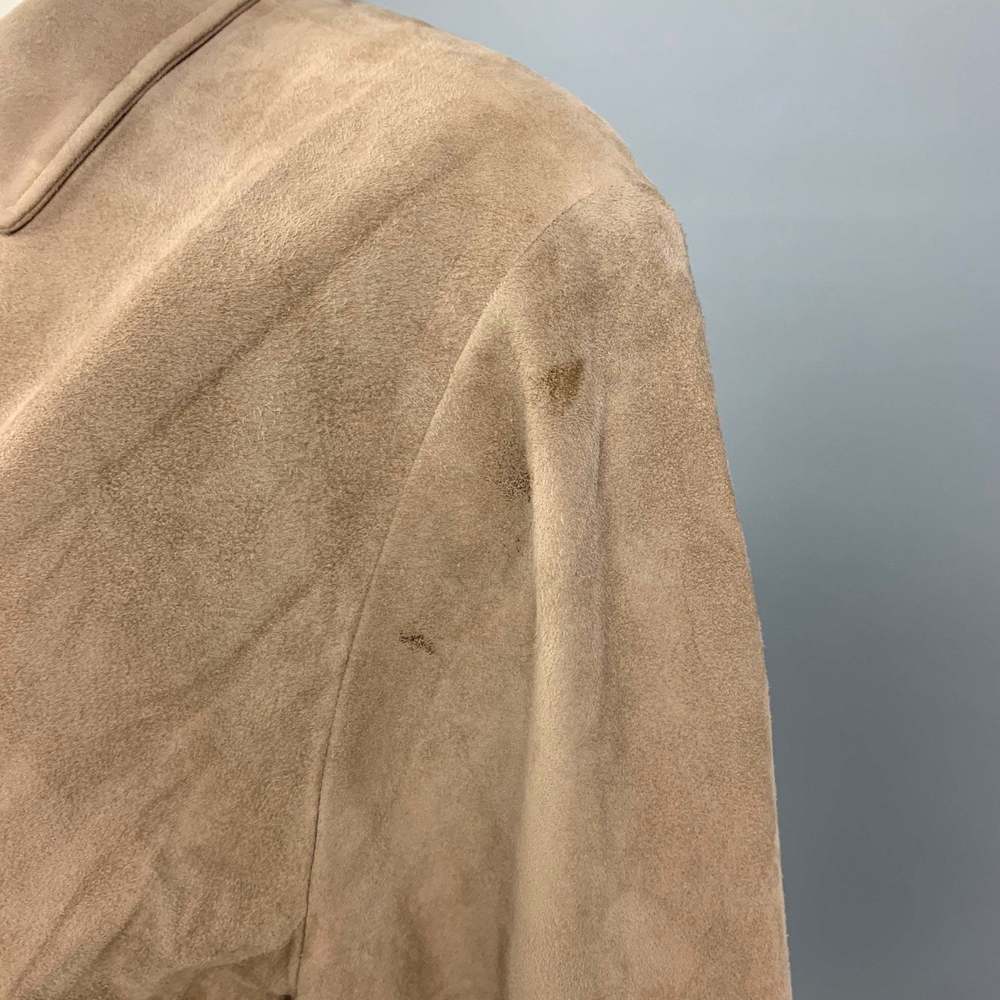 FACONNABLE Tan Suede Goat Skin Hidden Buttons Jacket - Picture 4 of 6